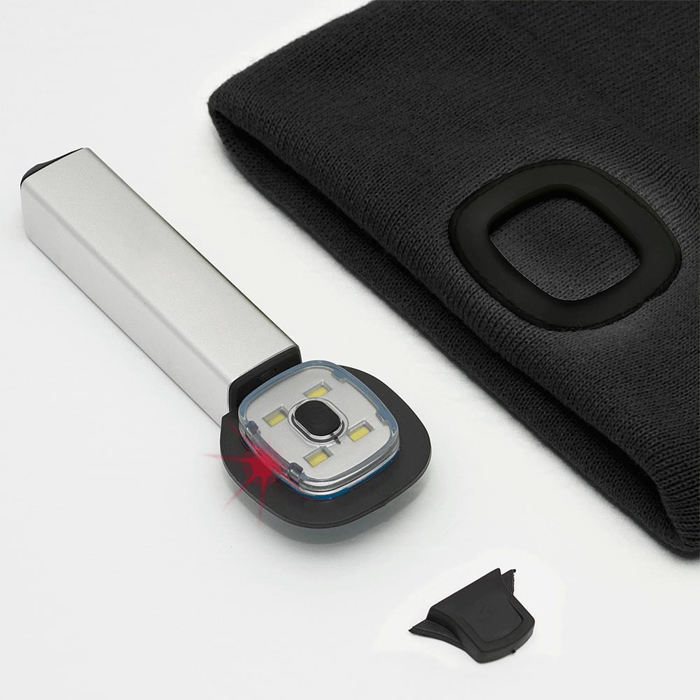 KNIT TOQUE WITH LED HEADLIGHT – BLACK – ONE SIZE FITS ALL