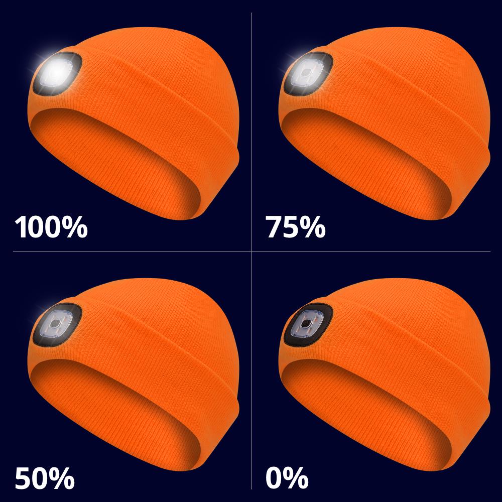 KNIT TOQUE WITH LED HEADLIGHT – HI-VIS ORANGE – ONE SIZE FITS ALL