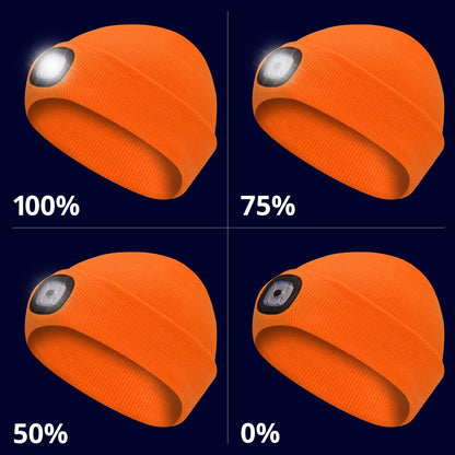 KNIT TOQUE WITH LED HEADLIGHT – HI-VIS ORANGE – ONE SIZE FITS ALL