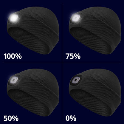 KNIT TOQUE WITH LED HEADLIGHT – BLACK – ONE SIZE FITS ALL