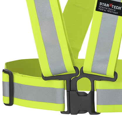 PIONNER 5592 ADJUSTABLE 4-POINT TEAR-AWAY ADJUSTABLE SAFETY SASH - HI-VIZ YELLOW/GREEN
