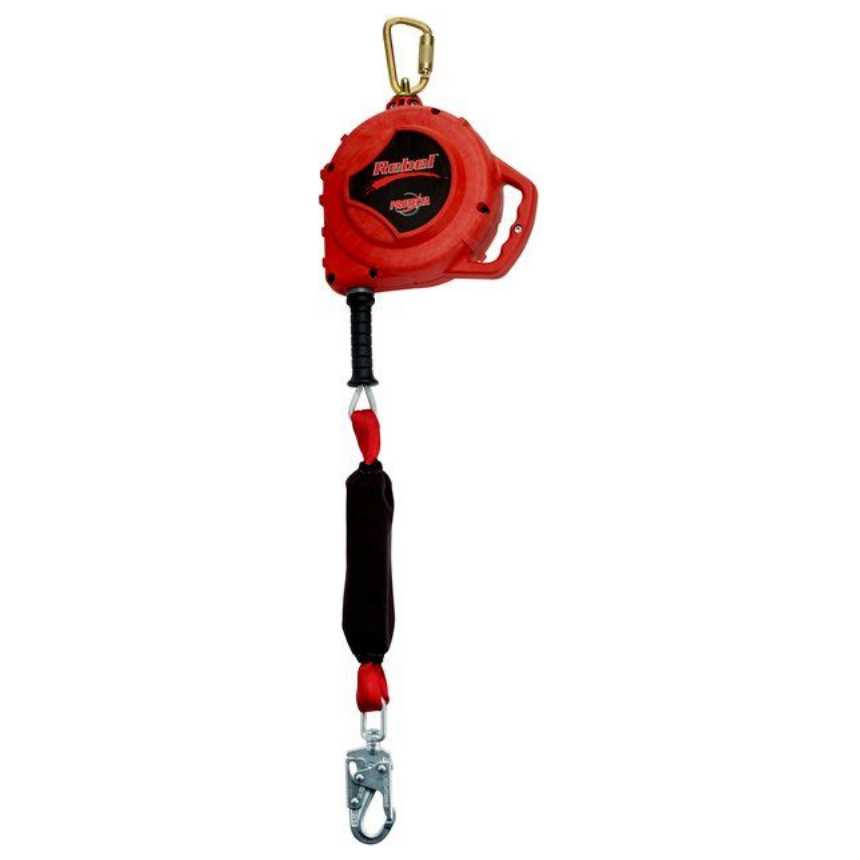 REBEL SELF RETRACTING LIFE LINE LEADING EDGE 33 FT OF 7/32IN GALVANIZED STEEL WIRE ROPEWITH SWIVEL SNAP HOOK AND IN-LINE SHOCK ABSORBER