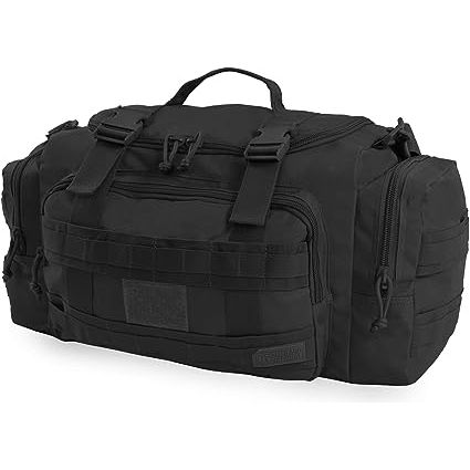 Large front pocket to fit flashlights or other bigger items
Accessory pockets sized for optics and ear protection
Reinforced grab and go handle
Adjustable shoulder strap
Compression straps to keep gear tightly strapped