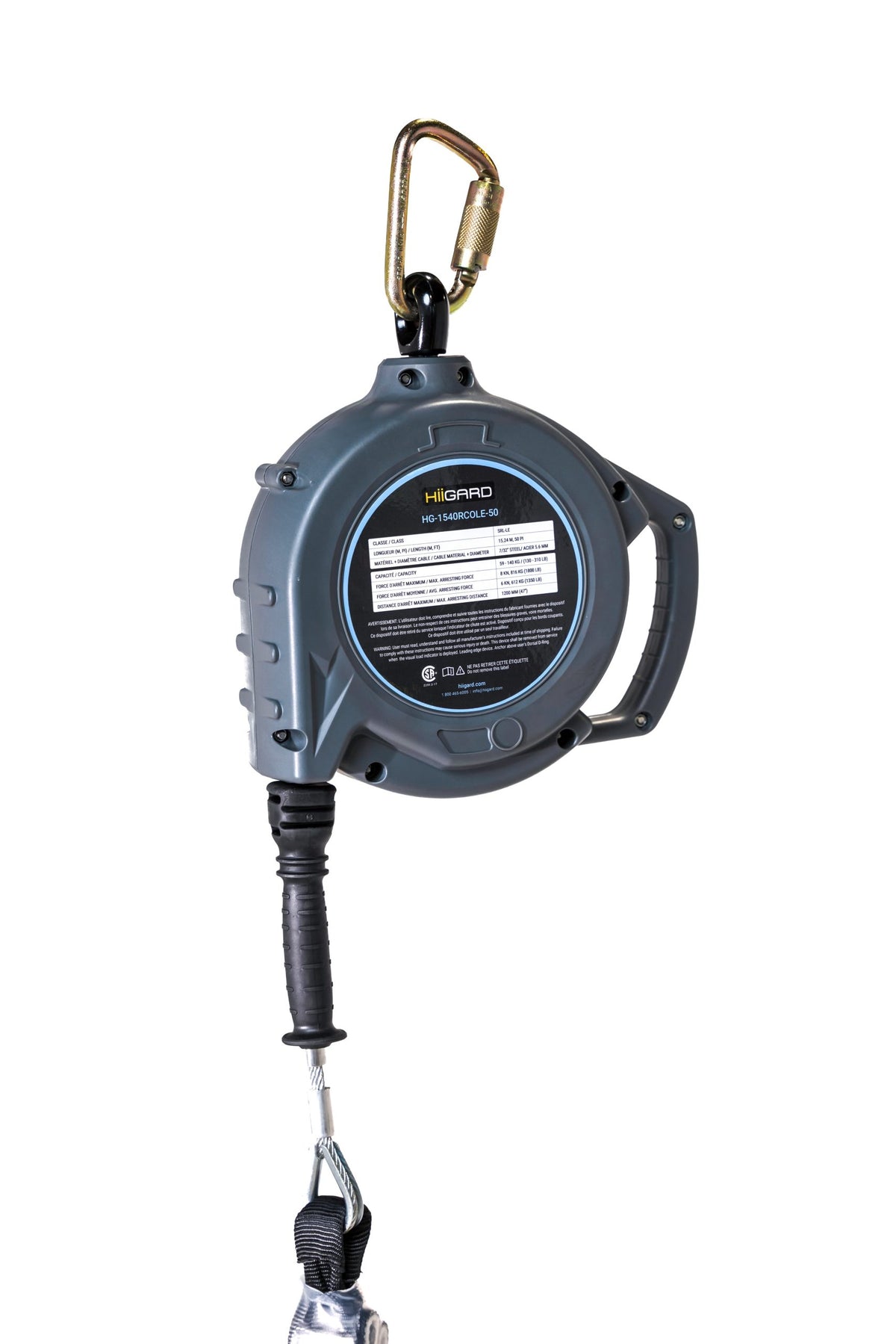 HIIGARD HiiGARD SAF-EDGE 50 ft Self-Retracting Lifeline, Steel Cable