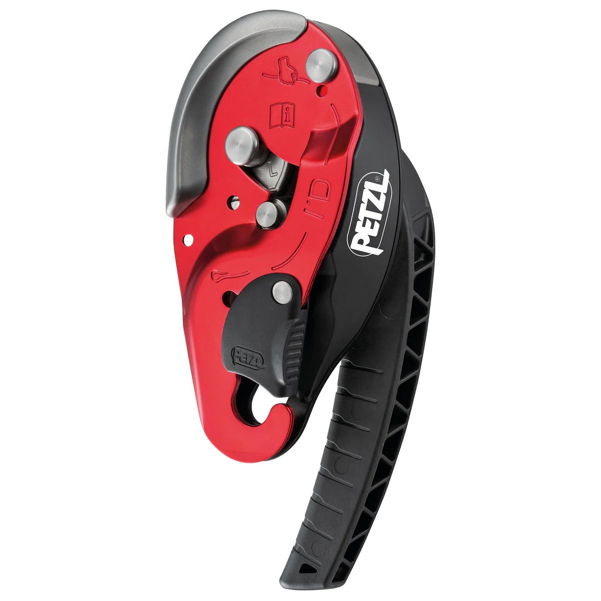 DESCRIPTION
Designed for rescue
Easy to use:
- safety gate on the moving side plate allows the rope to be installed easily while the device remains connected to the harness
- easy rope installation, thanks to the rope guide and markings
- anti-error catch to reduce the risk of an accident due to incorrect installation of the device on the rope
- ergonomic handle allows the rope to be released and enables comfortable control of the descent. Two possible descent modes: on the side plate or in the V-shaped