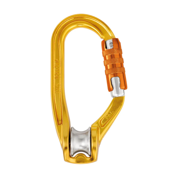 ROLLCLIP Z is a pulley-carabiner with a gate opening on the non-pulley side to facilitate installation on anchors and devices.

Conformance:

Certification(s): CE EN 362, EN 12278, EAC
Features:

Keylock system prevents any accidental snagging of the carabiner when putting the pulley in place
H cross-section of carabiner ensures an improved strength-to-weight ratio
Technical Specifications:

MBS (Major Axis) Closed Gate: 20kN
MBS (Minor Axis) Closed Gate: 8kN 
WLL (Working Load Limit): 4kN
Efficiency: 85%