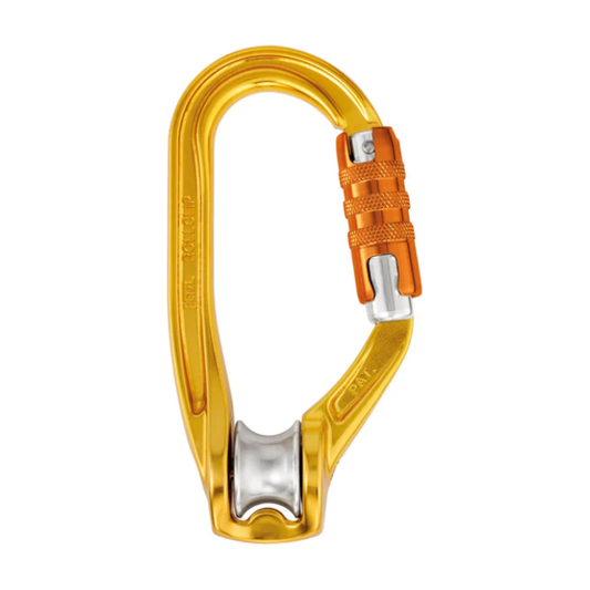 ROLLCLIP Z is a pulley-carabiner with a gate opening on the non-pulley side to facilitate installation on anchors and devices.

Conformance:

Certification(s): CE EN 362, EN 12278, EAC
Features:

Keylock system prevents any accidental snagging of the carabiner when putting the pulley in place
H cross-section of carabiner ensures an improved strength-to-weight ratio
Technical Specifications:

MBS (Major Axis) Closed Gate: 20kN
MBS (Minor Axis) Closed Gate: 8kN 
WLL (Working Load Limit): 4kN
Efficiency: 85%