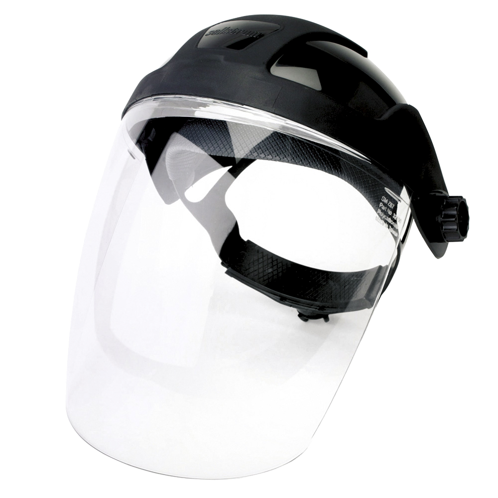 DP4 SERIES FACE SHIELD WITH RATCHETING HEADGEAR - CLEAR ANTI-FOG POLYCARBONATE