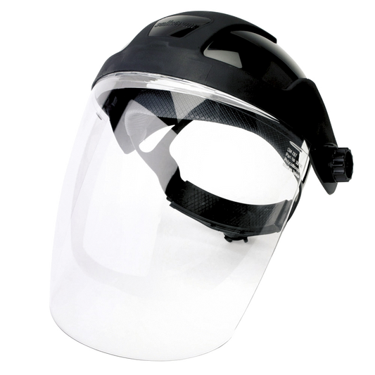 DP4 SERIES FACE SHIELD WITH RATCHETING HEADGEAR - CLEAR ANTI-FOG POLYCARBONATE