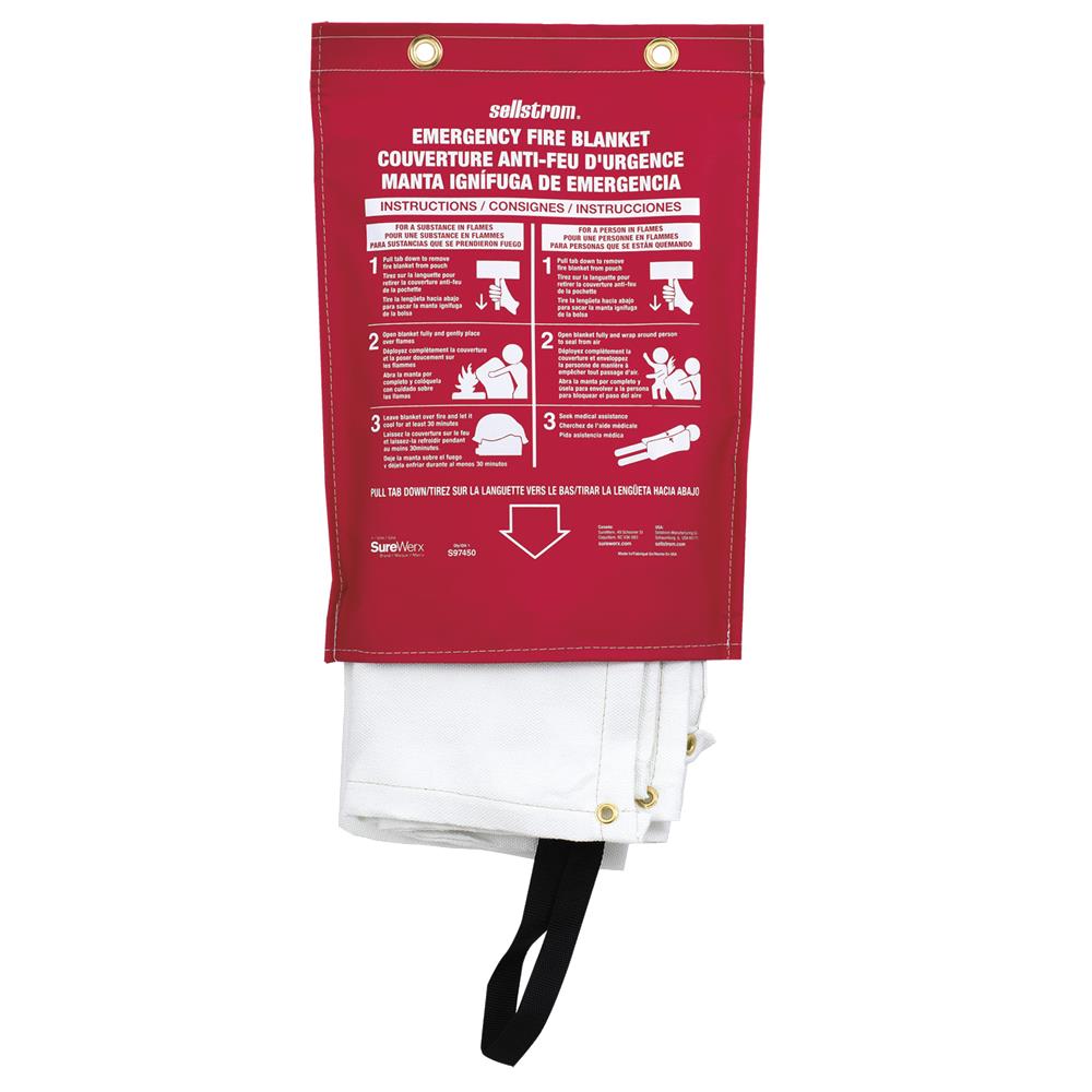 SELLSTROM FIBERGLASS HIGH-TEMO EMERGENCY FIRE BLANKET W BAG