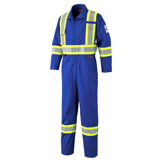 PIONEER 7704 FR-TECHÂ¢ FLAME RESISTANT/ARC RATED 7 OZ SAFETY COVERALL - HI-VIZ ROYA