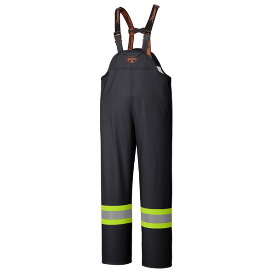 FR treated 100% polyurethane/poly
Meets CGSB 155.20-2000 Type 3
CSA Z96-15 Class 3 Level 2 and Class 3 Level FR when worn with CSA Class 2 Level 2 and Class 2 Level FR top featuring reflective arm bands and ANSI/ISEA 107-15 Class E Supplemental Type
Passes ASTM D6413-13 flame resistance test
Oil and chemical resistant
100% waterproof and windproof
Lightweight and tough 4-way stretch PU
StarTech™ FR reflective tape
Heat welded seams
Heavy-duty suspenders with quick-release clips
Adjustable waist with snaps