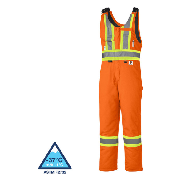 PIONEER HI-VIZ ORANGE FLAME RESISTANT QUILTED COTTON SAFETY OVERALL