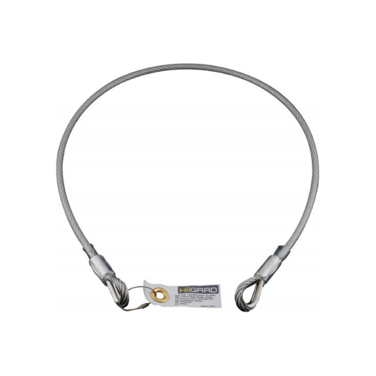 Material : Steel
Length: 1.22m (4’), 1.83m (6’) & 2.44m (8’)
Capacity: 59-190kg (130-420lbs)
Break strength: 2268kg (5000lb)
Wire Size:  with pvc coating 3/8”
Standard: ANSI Z359.18-17