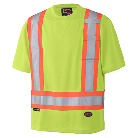 PIONEER 6991 BIRDSEYE POLY SAFETY T-SHIRT - HI-VIZ YELLOW/GREEN