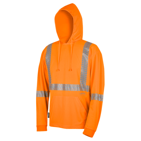 PIONEER 6964 BIRDSEYE SAFETY HOODIE SHIRT - HI-VIZ ORANGE