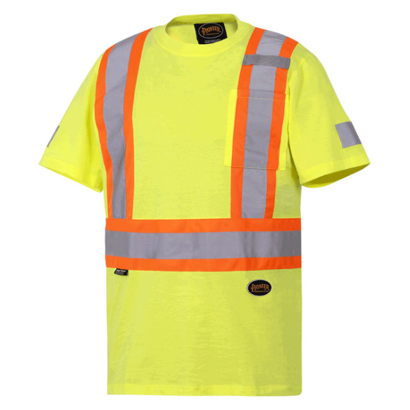 PIONEER 6980 100% COTTON SAFETY T-SHIRT - HI-VIZ YELLOW/GREEN