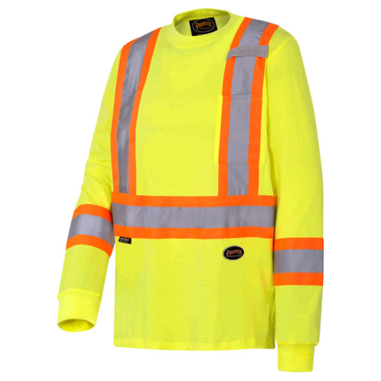 PIONEER 6982 SAFETY LONG SLEEVED 100 COTTON SHIRT - YELLOW/GREEN