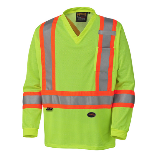 PIONEER 6985 MICRO MESH SAFETY LONG SLEEVE SHIRT - HI-VIZ YELLOW/GREEN