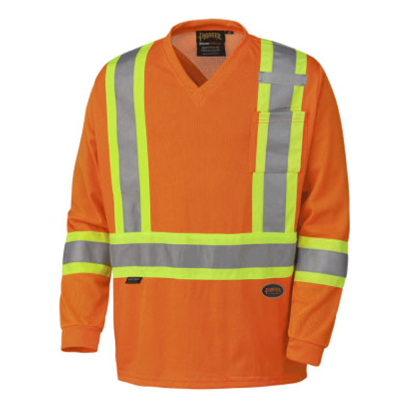 PIONEER 6984 SAFETY LONG SLEEVE MICRO MESH SHIRT - HI-VIZ ORANGE