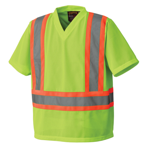 PIONEER 5993P SAFETY POLY MESH SHIRT - HI-VIZ YELLOW/GREEN
