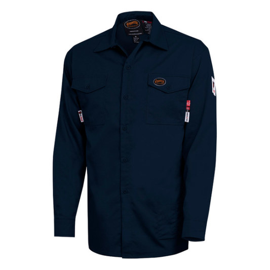These flame-resistant work shirts give a professional appearance without sacrificing safety. They are designed especially for hard work and will keep you comfortable and protected each day every day.

• Made with premium cotton blend with high-tenacity nylon

• Collared shirt covers the neck and gives a professional appearance

• Self-extinguishing material protects workers from potential burns

• Inherently Aramid sewing threads offer maximum heat resistance

• Tested to the highest standards and offers