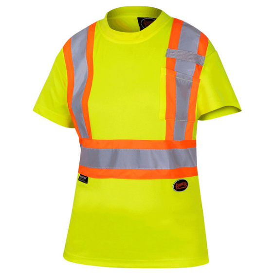 PIONEER 6949 WOMEN'S BIRDSEYE SAFETY T-SHIRT - HI-VIZ YELLOW