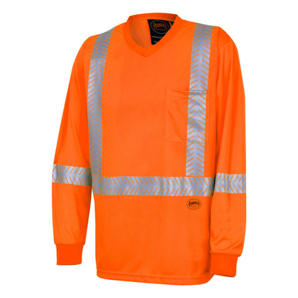 PIONEER 6904A UV PROTECTION COOLPASS® LONG-SLEEVE SAFETY SHIRT - HI-VIZ ORANGE