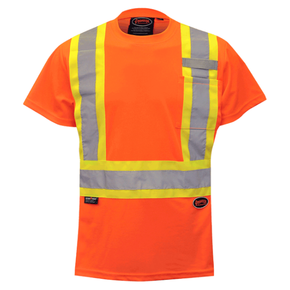 PIONEER 6948 WOMEN'S BIRDSEYE SAFETY T-SHIRT - HI-VIZ ORANGE