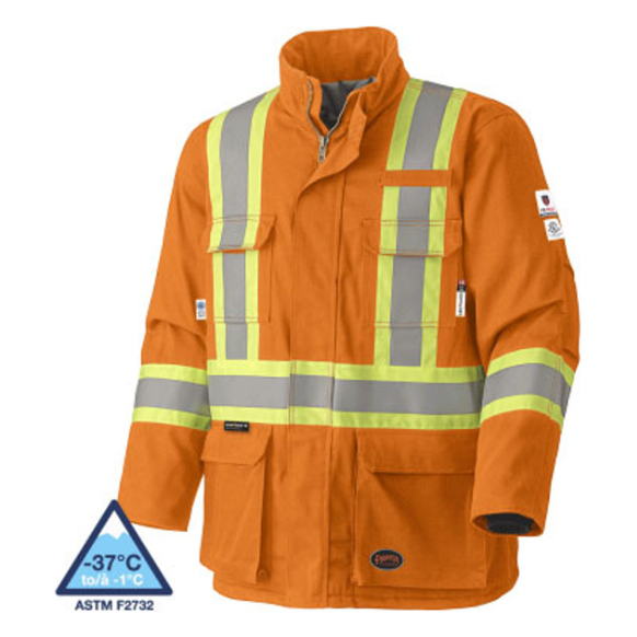 PIONEER 5533 FLAME RESISTANT QUILTED COTTON SAFETY PARKA - ORANGE
