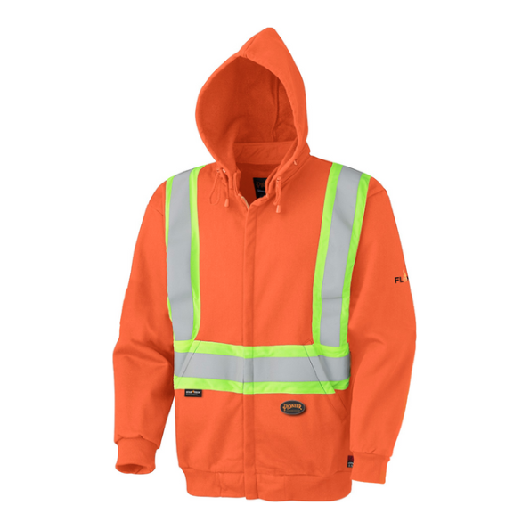 PIONEER 338SF FLAME RESISTANT/ARC RATED ZIP HEAVYWEIGHT SAFETY HOODIE - ORANGE