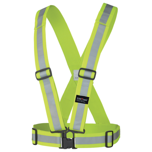 PIONNER 5592 ADJUSTABLE 4-POINT TEAR-AWAY ADJUSTABLE SAFETY SASH - HI-VIZ YELLOW/GREEN