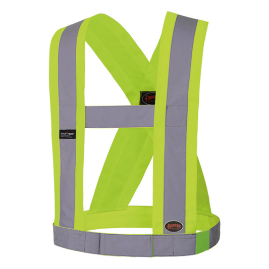 PIONEER 5492 ADJUSTABLE SAFETY SASH - HI-VIZ YELLOW/GREEN