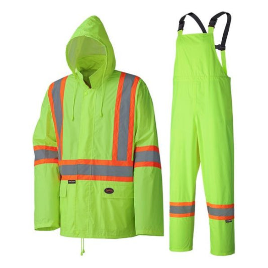 PIONEER 5599 WATERPROOF LIGHTWEIGHT SAFETY RAINSUITS - YELLOW/GREEN