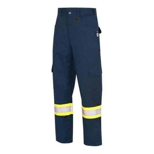 The Pioneer® Navy FR-Tech® 88/12 Safety Cargo Pants are made with Fr-Tech® 88% premium cotton material blended with 12% high-tenacity nylon, providing long-lasting protection and breathability. Multiple cargo pockets to accommodate essential field gear and outfitted with StarTech® reflective tape for enhanced visibility in low-light conditions.

• Material – Sewn with aramid inherently FR thread, these navy cargo work pants are made from 88% premium cotton material blended with 12% high-tenacity nylon,
