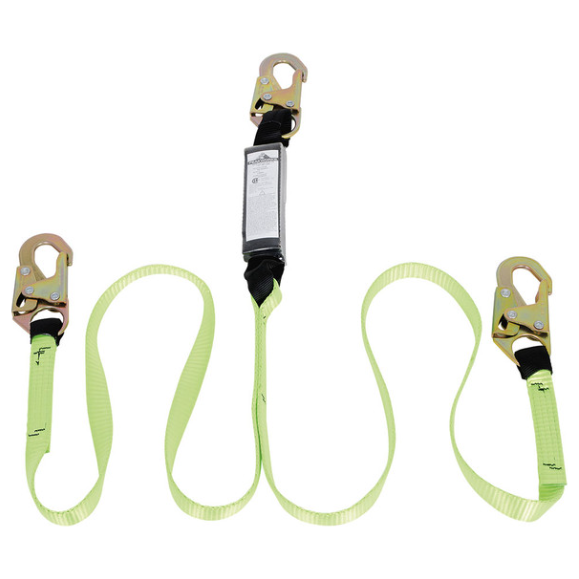 PEAKWORKS SA-54000-4 SHOCK ABSORBING TWIN LEG LANYARD - SNAP HOOKS- 4' (1.2M)