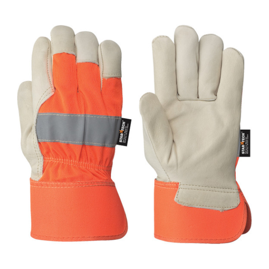 536HVO HI-VIZ FITTER'S COWGRAIN GLOVE (12 PACK)