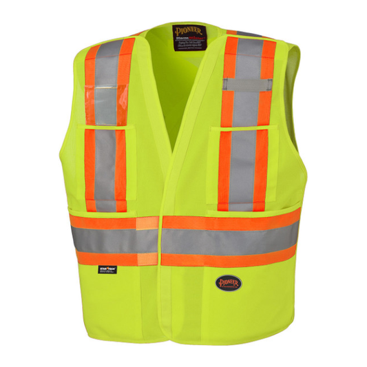 PIONEER 6931 DROP SHOULDER SAFETY TEAR AWAY VEST - HI-VIZ YELLOW/GREEN