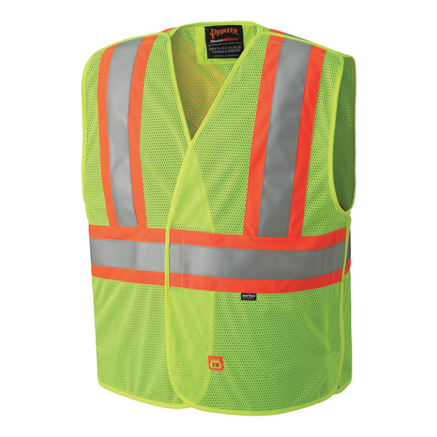 PIONEER 6916A FLAME RESISTANT TEAR-AWAY VEST - HI-VIZ YELLOW/GREEN