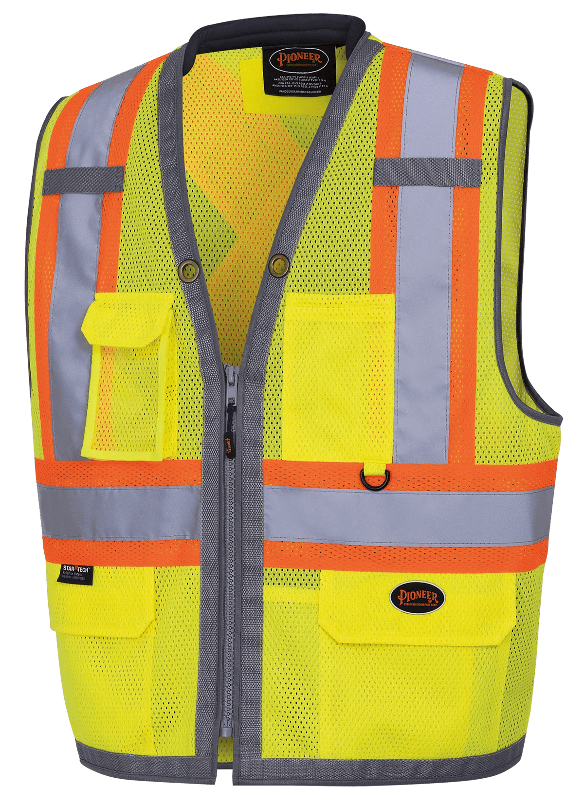 Pioneer "The Rock" Hi-Vis Poly Mesh Surveyor’s Vest – Hi-Vis Yellow/Green