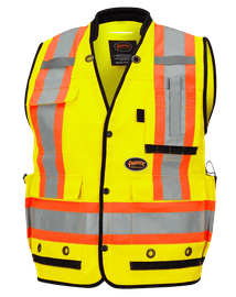 Pioneer Hi-Vis Antimicrobial Mesh-Back Surveyor Vest, Hi-Vis Yellow, 3XL