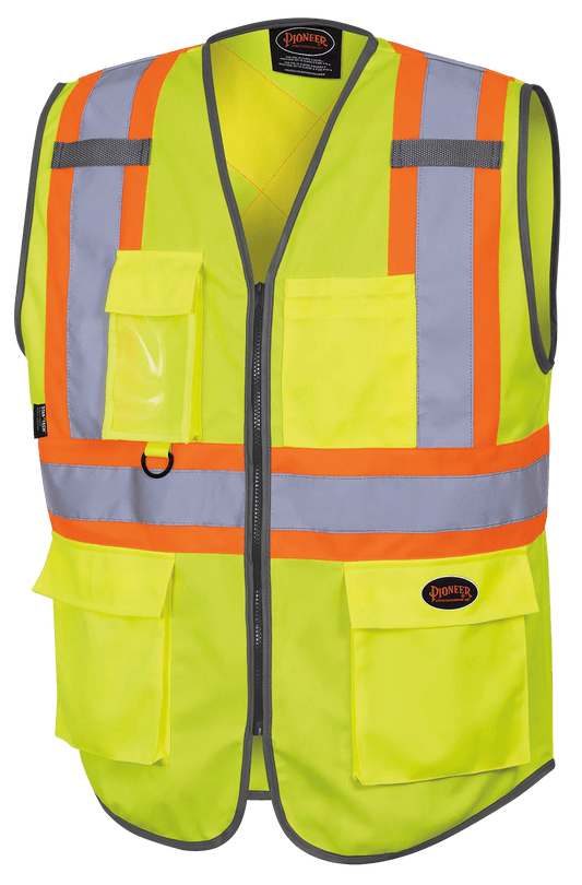 Pioneer 6959 Zipper Front Safety Vests - Hi-Viz Yellow/Green
