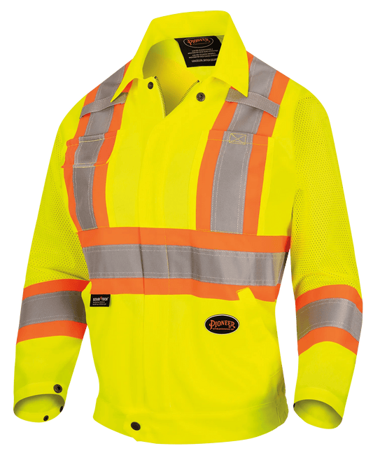 Pioneer 5999JW women's hi-vis traffic safety jacket, yellow/green