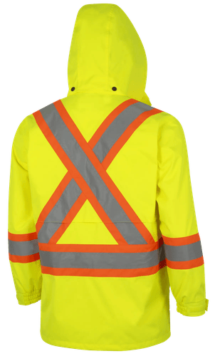 Pioneer Waterproof 450D Oxford Polyester Rain Jacket + Fleece Hoodie – Hi-Vis Yellow/Green
