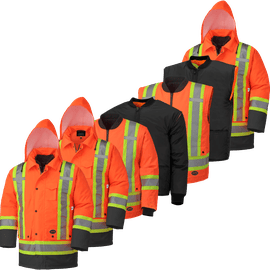 Pioneer 5020BB Waterproof 7-IN1 Safety Parkas - Hi-Viz Orange