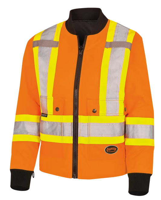 Pioneer Womens Hi-Vis 7 - in - 1 Waterproof Jacket W/ Hood - Hi-Vis Orange/Black Bottom
