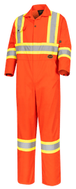Pioneer 5514 Hi-Vis Poly/Cotton Safety Coveralls – Bright Orange – Regular