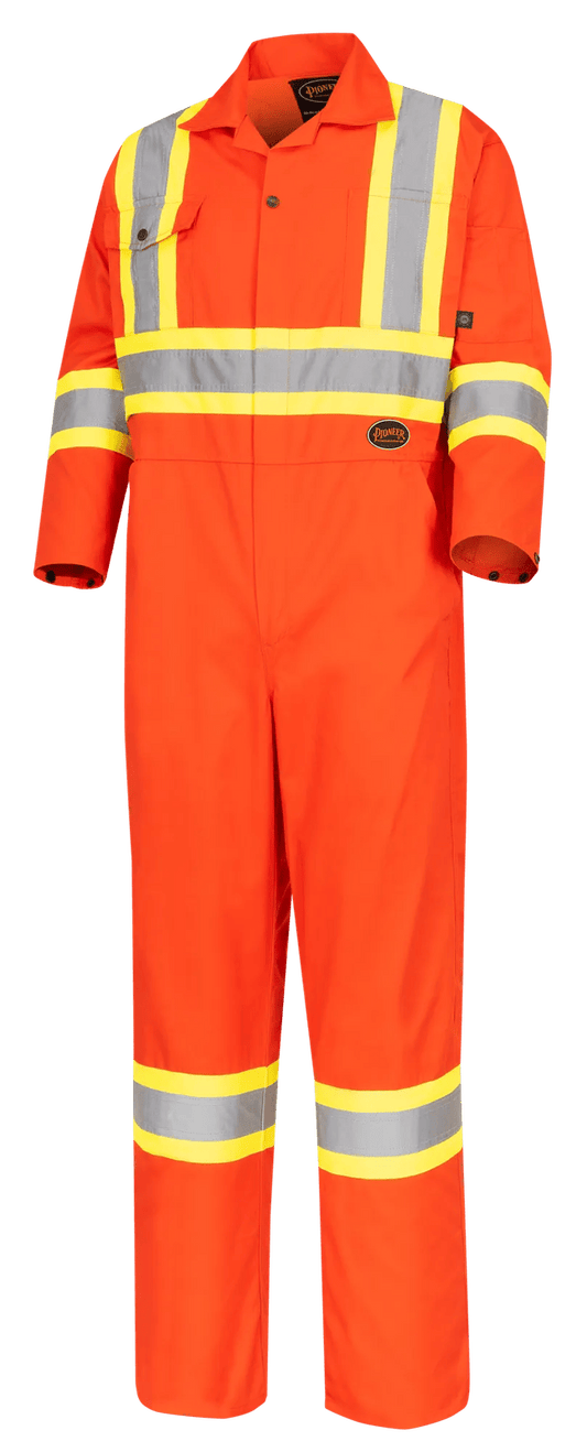 Pioneer 5514 Hi-Vis Poly/Cotton Safety Coveralls – Bright Orange – Regular