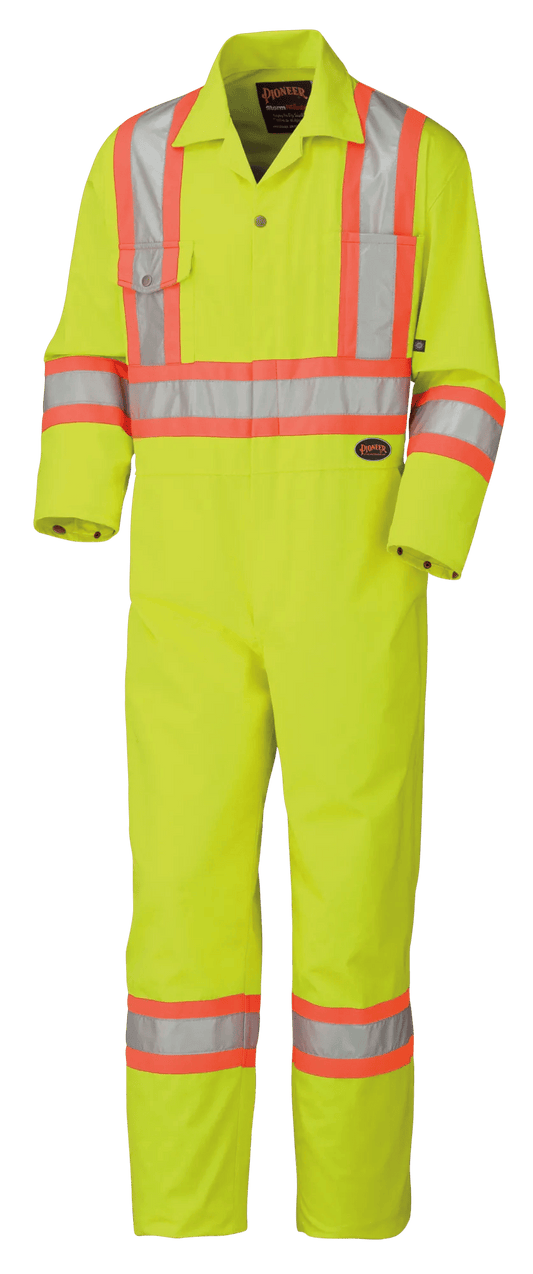 Pioneer Hi-Vis Poly/Cotton Safety Coveralls - Zipper Closure