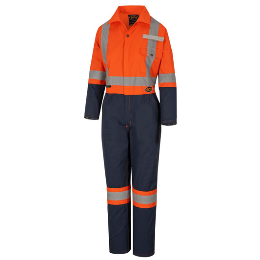 PIONEER WOMENS 2-TONE POLY/COTTON SAFETY COVERALLS - ZIPPER CLOSURE
